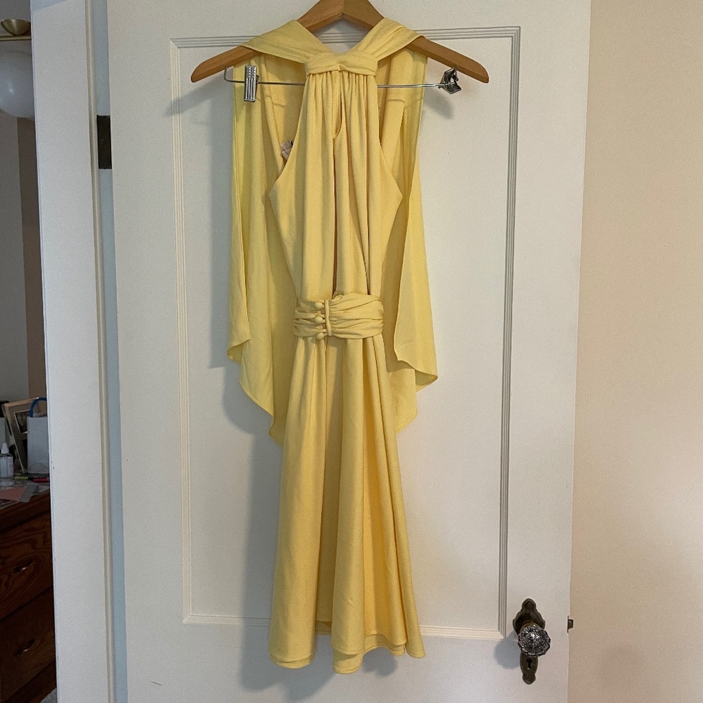 Elegant Yellow Halter-Style Women’s Dress
